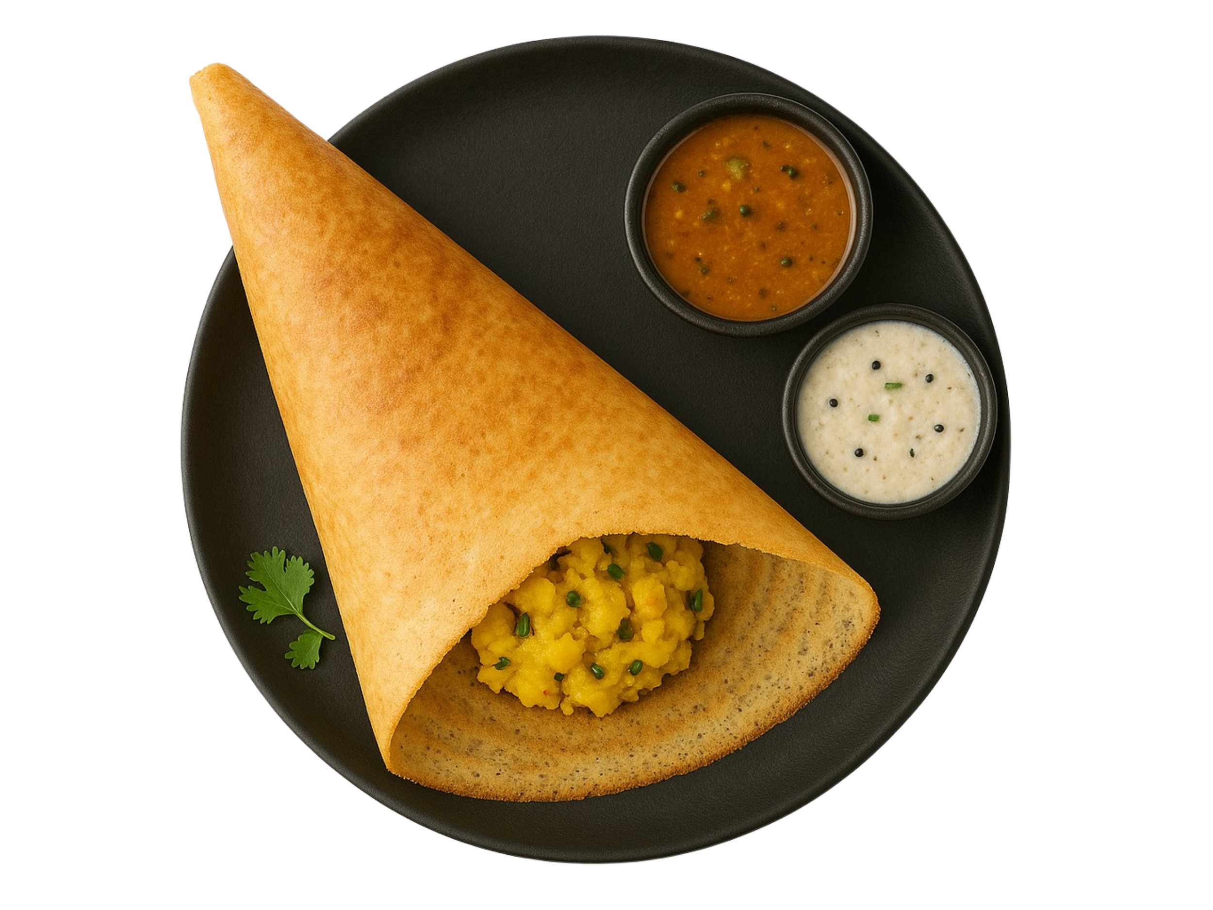 Masala Rice Crepe stuffed with spicy mash potato (Dosa)