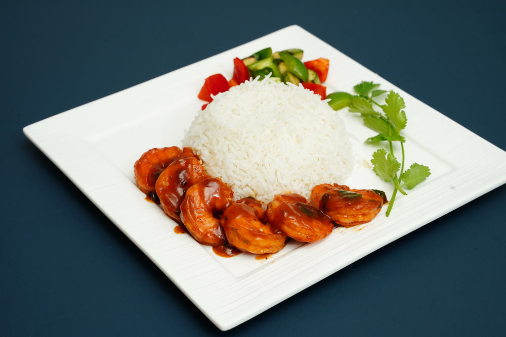 BUTTER SHRIMP WITH RICE AND VEGETABLES